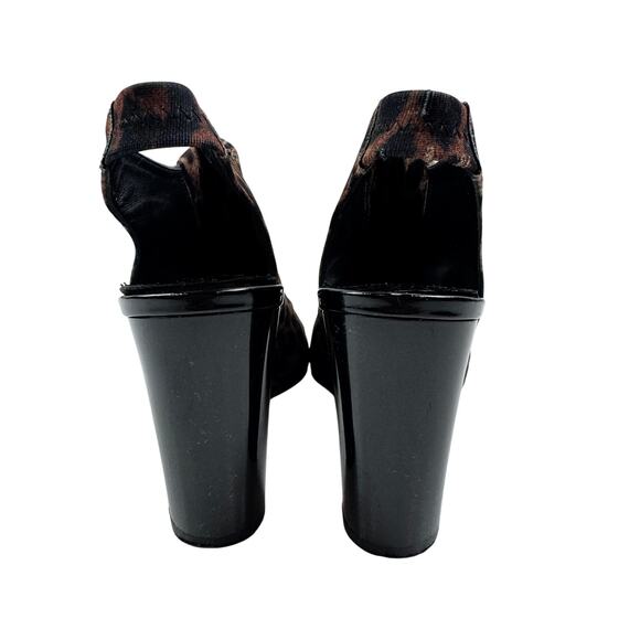 Donald J Pliner Mink Leopard & Black Patent Leather Peep Toe Slingback Heels 7 - Picture 5 of 10